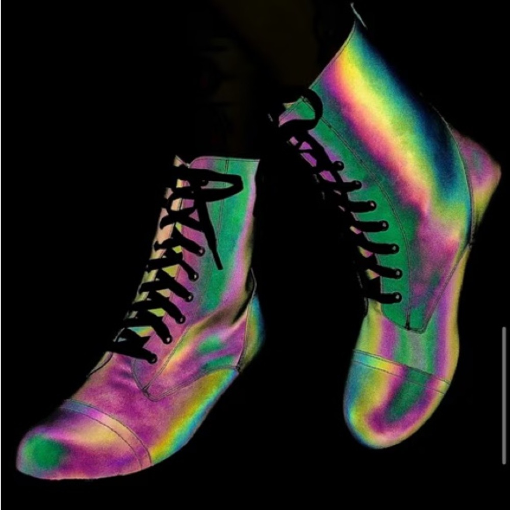 Size 7 Reflective Rainbow Combat Boots
